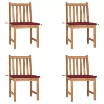 Set 4 bucati scaune de gradina cu perne, bordo