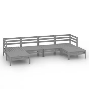  Set mobilier de grădină, 6 piese, gri, lemn masiv de pin