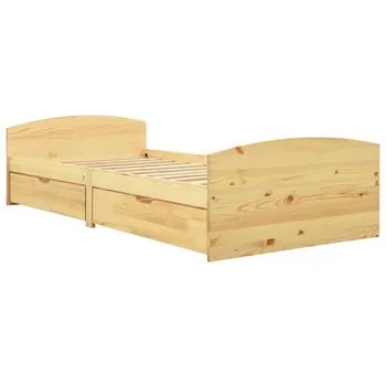  Cadru de pat cu 2 sertare, 90 x 200 cm, lemn masiv de pin