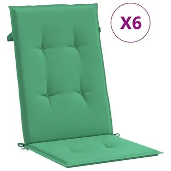  Perne scaun cu spătar înalt, 6 buc., verde, 120x50x3 cm, textil