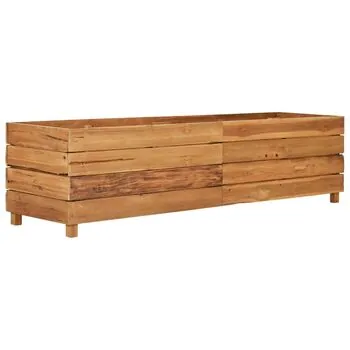  Strat înălțat, 150x40x38 cm, lemn de tec reciclat și oțel