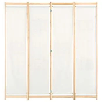  Paravan de cameră cu 4 panouri, crem, 160x170x4 cm, textil 