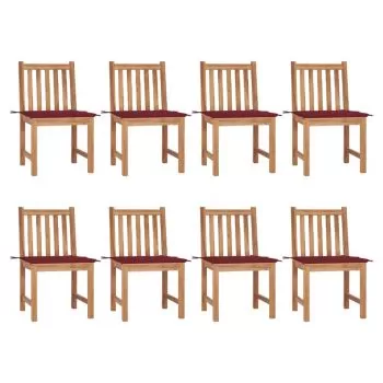 Set 8 bucati scaune de gradina cu perne, bordo