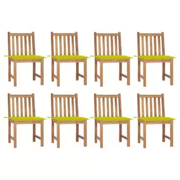 Set 8 bucati scaune de gradina cu perne, verde deschis
