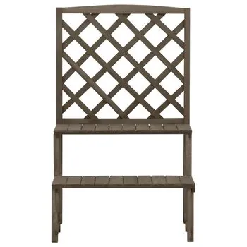  Suport plante cu spalier, gri, 70x42x115 cm, lemn masiv de brad