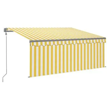  Copertină automată cu stor&LED&senzor vânt albastru&alb 3x2,5 m  