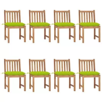 Set 8 bucati scaune de gradina cu perna, verde deschis