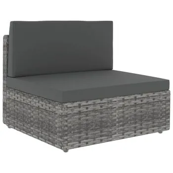  Set mobilier de grădină cu perne, 8 piese, gri, poliratan