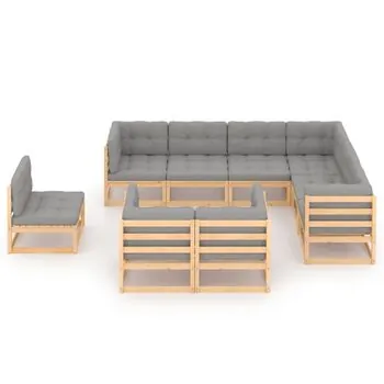  Set mobilier grădină cu perne, 9 piese, lemn masiv de pin