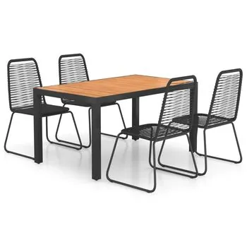  Set mobilier de grădină, 5 piese, negru și maro, ratan PVC