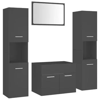  Set mobilier de baie, negru, lemn prelucrat