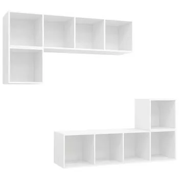  Set de dulapuri TV, 4 piese, alb, lemn prelucrat