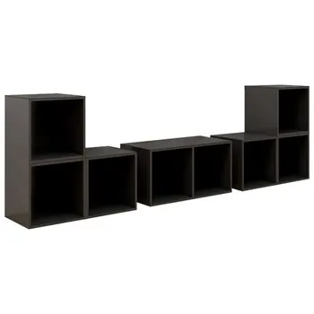  Set de dulapuri TV, 6 piese, gri extralucios, lemn prelucrat