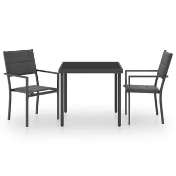  Set mobilier de exterior, 3 piese, oțel