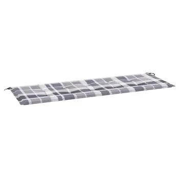  Pernă bancă de grădină, gri carouri, 150x50x4 cm, textil Oxford