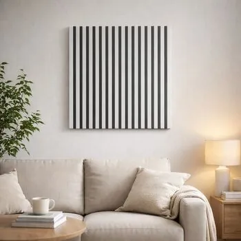 Panou riflat acustic, alb/fetru gri, 60x60x2.1 cm