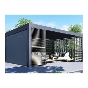 Pergolă bioclimatică din aluminiu Prestige, 4 × 6 m, motorizată, cu iluminare LED
