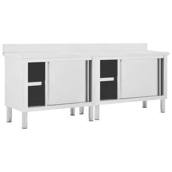 Mese lucru uși glisante 2 buc 240x50x(95-97) cm oțel inoxidabil