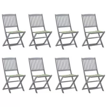 Set 8 bucati scaune pliabile de exterior cu perne, multicolor