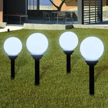 Lampi solare pentru exterior cu LED-uri + tarusi, alb, 15 cm