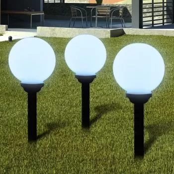 Lampi solare pentru exterior cu LED-uri + tarusi, alb, 20 cm