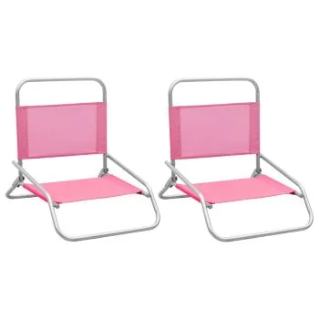 Set 2 bucati scaune de plaja pliante, roz