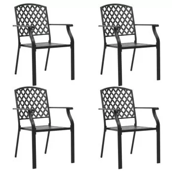 Set 4 bucati scaune de exterior cu design plasa, negru