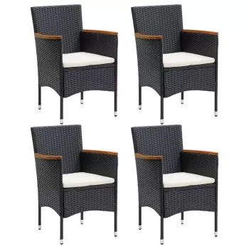 Set 4 bucati scaune de masa pentru gradina, negru