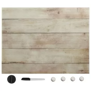 Tablă magnetică de perete, 60 x 80 cm, sticlă, decor lemn