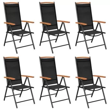 Set 6 bucati scaune de gradina pliante, negru