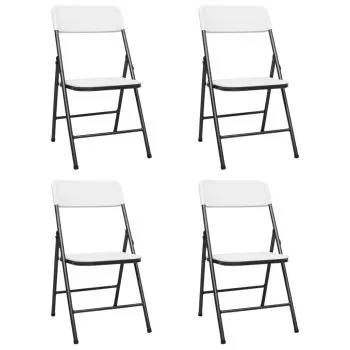 Set 4 bucati scaune de gradina pliabile, alb