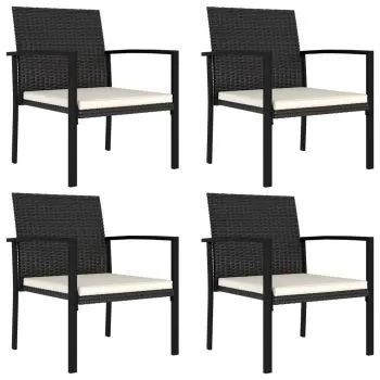 Set 4 bucati scaune de masa pentru gradina, negru