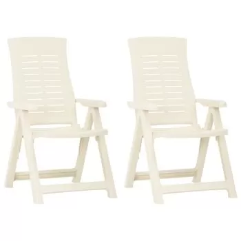 Set 2 bucati scaune de gradina rabatabile, alb