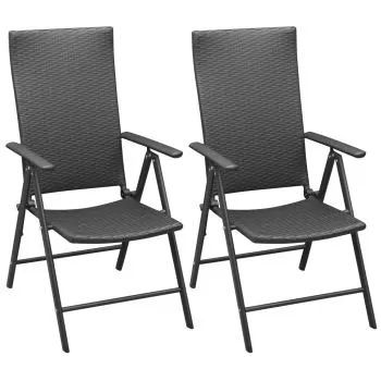 Set 2 bucati scaune de gradina stivuibile, negru deschis