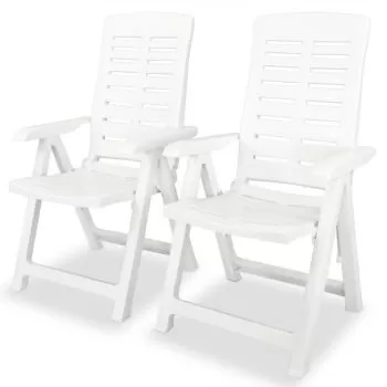 Set 2 bucati scaune de gradina rabatabile, alb