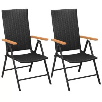 Set 2 bucati scaune de gradina stivuibile, negru