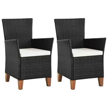 Set 2 bucati scaune de exterior cu perne, negru