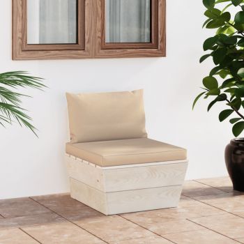 Canapea de mijloc de grădină din paleți cu perne, lemn molid