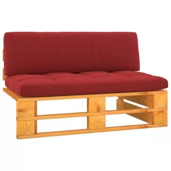 Canapea de mijloc gradina din paleti maro miere lemn pin tratat, maro miere si roşu