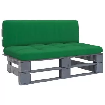 Canapea de mijloc din paleti de gradina, gri si verde