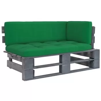 Canapea coltar de gradina din paleti, gri si verde