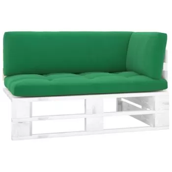 Canapea coltar de gradina din paleti, alb si verde