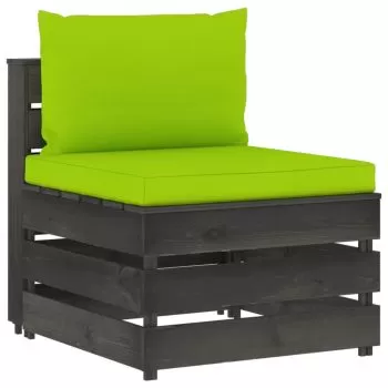 Canapea de mijloc modulara cu perne, verde strălucitor si gri