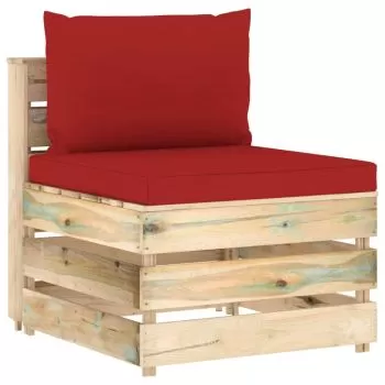 Canapea de mijloc modulara cu perne, rosu si maro
