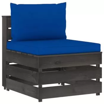 Canapea de mijloc modulara cu perne, albastru si gri