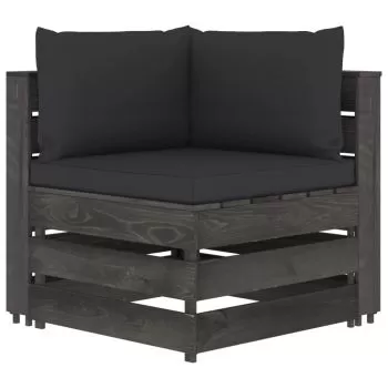 Canapea de colt modulara cu perne, negru si gri
