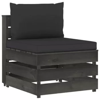 Canapea de mijloc modulara cu perne, negru si gri
