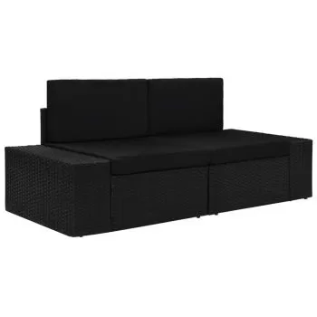 Canapea modulara cu 2 locuri, negru