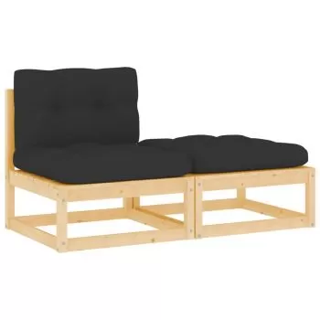  Set mobilier de grădină cu perne, 2 piese, lemn masiv de pin