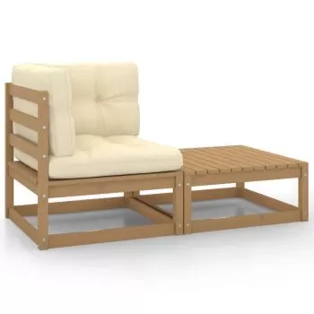 Set mobilier de grădină cu perne, maro miere, lemn de pin